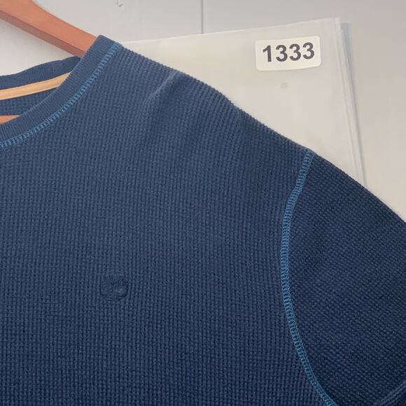 TIMBERLAND Mens Navy Blue Waffle Knit Thermal Shirt Gorpcore Work Shirt Size XXL - Picture 11 of 11